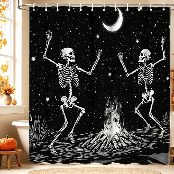 Soft Flower Pumpkin Shower Curtain, 70.8x70.8 Inch, Double Sided 2D Print Halloween Bathroom Decor