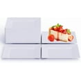 thumbnail image 1 of NEOLIVEA 50PCS Square Plastic Plate-4.5 inch Disposable Dessert Plates- Premium Hard Square Small Appetizer Plates for Party/Birthday/Wedding & All Occasions (White), 1 of 6