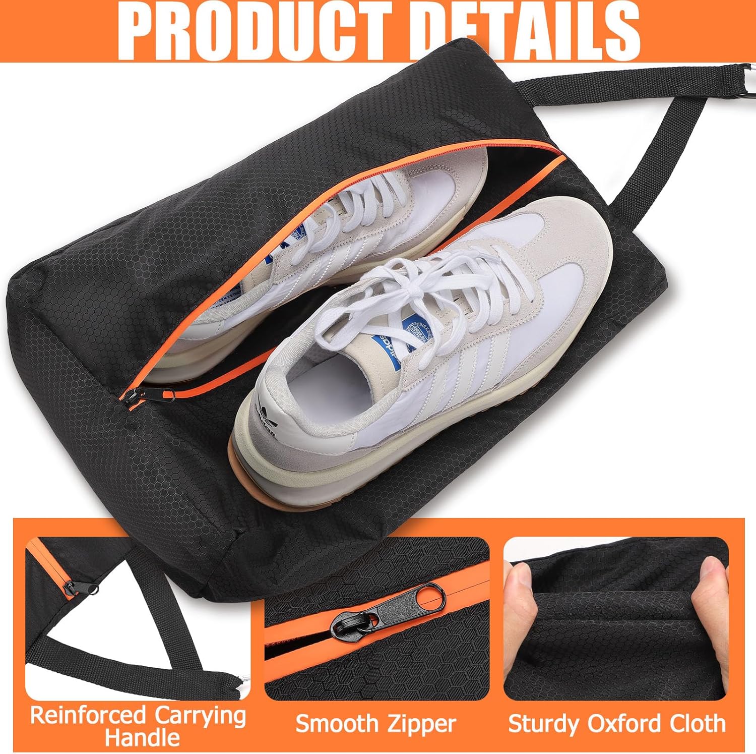 Smell Proof Shoe Cleat Bag, Waterproof Golf Shoes Bag with Zipper and Handle for Packing in Suitcase, Sport Shoes Storage Bags for Travel, Running, Gym, Soccer, Car Shoe Organizer