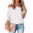 thumbnail image 1 of Camisa REVETRO con hombros descubiertos, manga corta, gran tamaño, blanca, L, 1 of 5