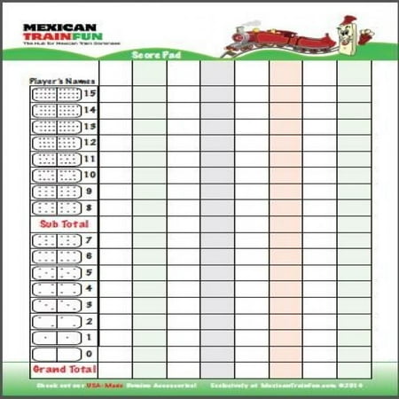 Mexicantrainfun Domino Scorepad - Double 15 -4-colors - Walmart.com