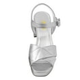 thumbnail image 4 of FSJ Women Fashion Platform Chunky Mid Heel Sandals Open Toe Crisscross Adjustable Buckle Strap Elegant Party Prom Evening Shoes Size 9 Silver, 4 of 4