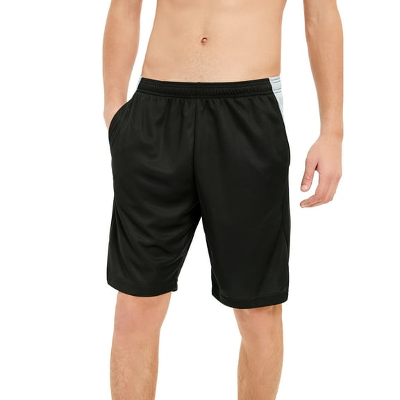 Mens Running Shorts Quick Dry Gym Athletic Workout Clothes with Side Pockets, Black, S