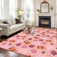 thumbnail image 2 of 6'x9' Area Rugs, Pink Christmas Indoor Outdoor Area Rug for Living Room Bedroom, Western Xmas Poinsettia Botanical Washable Bathroom Rugs Kitchen Floor Carpet Mats Home Decor Aesthetic, 2 of 8