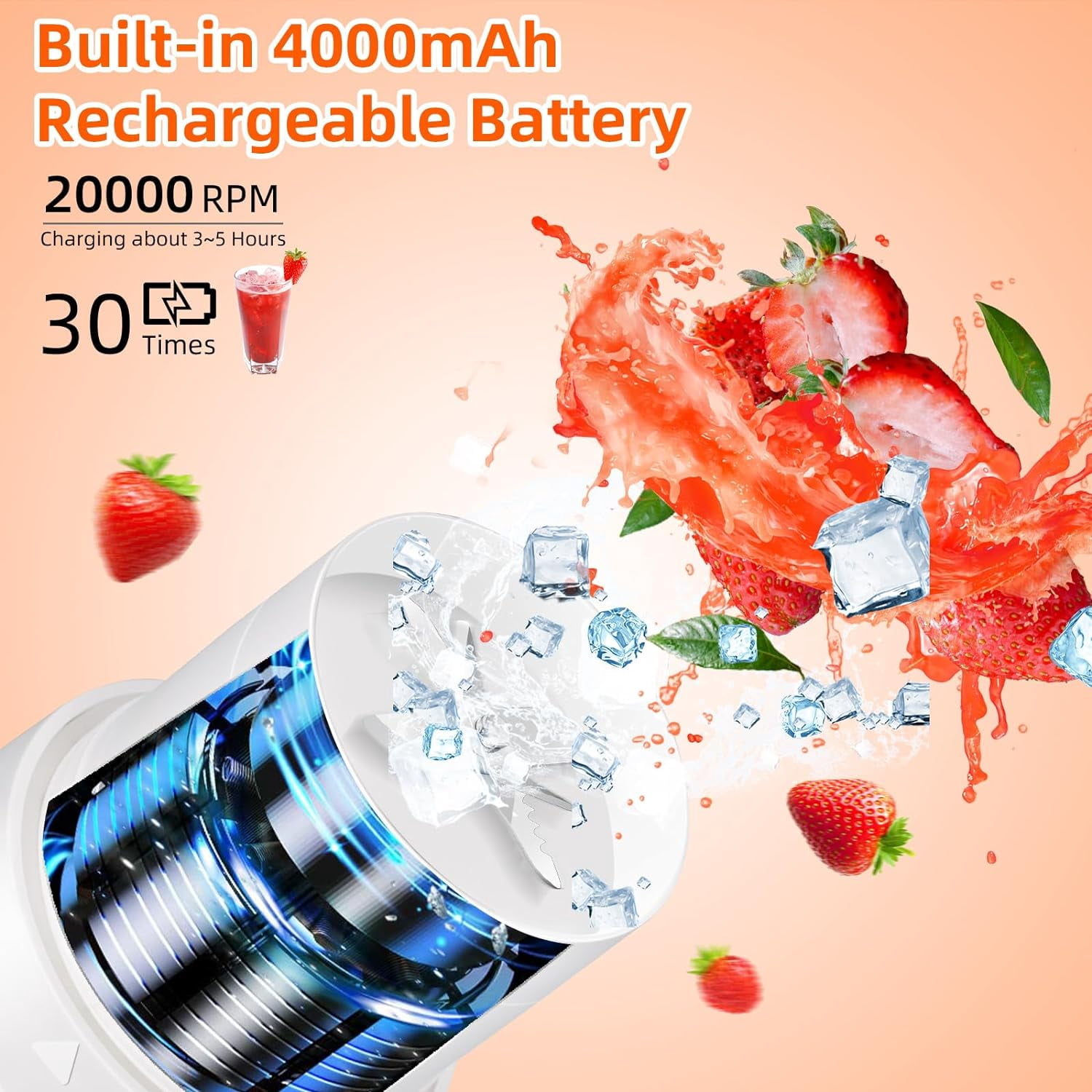 Self-Cleaning Blender - Powerful and Portable Smoothie Maker - 16 Oz Capacity, Magnetic Switch, Rechargeable Battery - Make Healthy Smoothies On the Go
