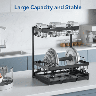 3-Tier Stainless Steel Dish Drying Rack for Kitchen Sink | Over Sink Drainer with Cutlery Holder | Space-Saving Shelf.