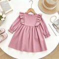 thumbnail image 2 of OJSFQUFP Toddler Girls Long Sleeve Dress Ruffle Shoulder A‑Line Casual Dresses for Little Girl, 2 of 9