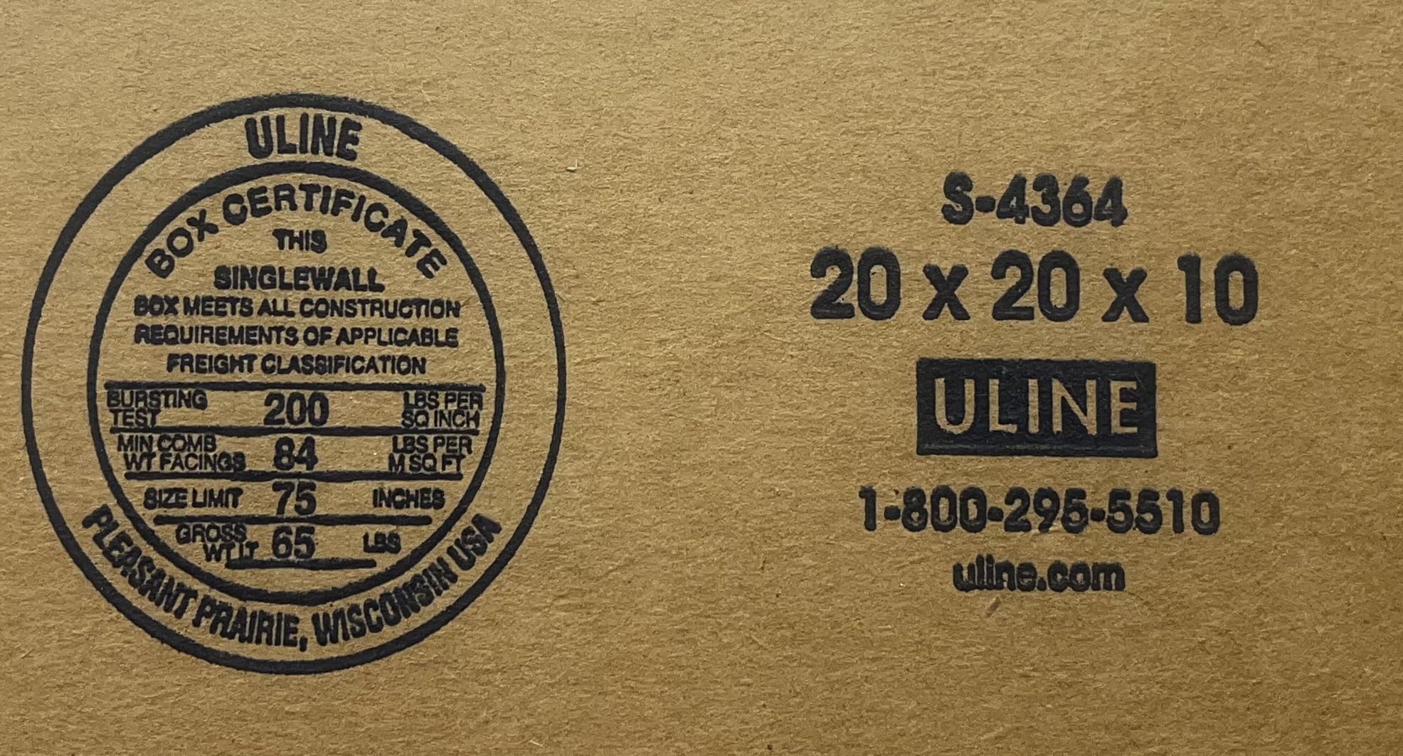 20x20x10 (200 lb strength) | SINGLE CARDBOARD BOX