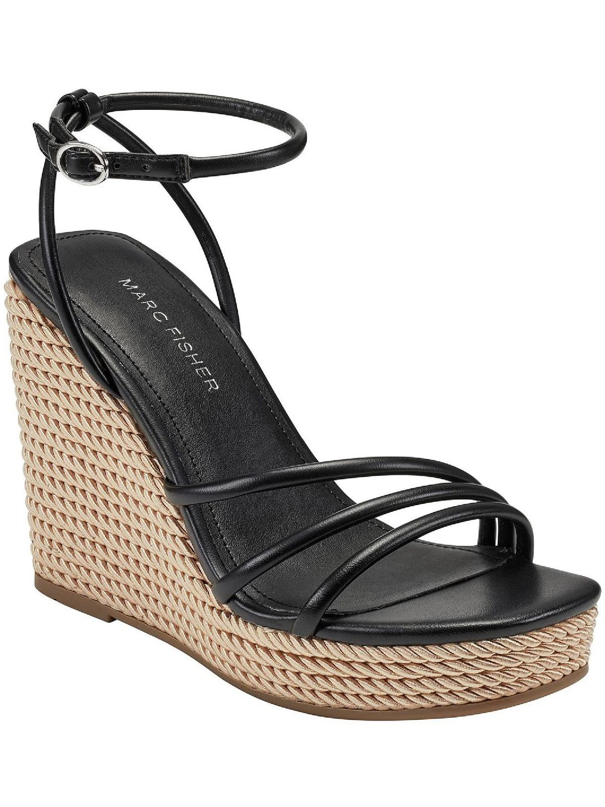 Marc Fisher Womens Zeki Leather Ankle Strap Wedge Heels - Walmart.com