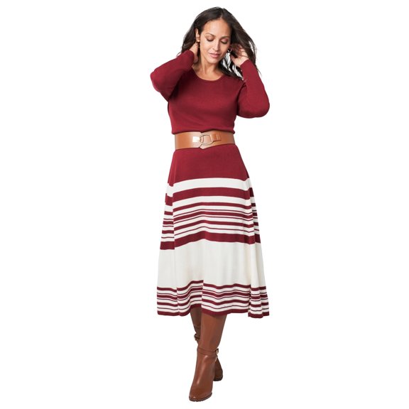 Jessica London Women's Plus Size Fit And Flare Sweater Dress