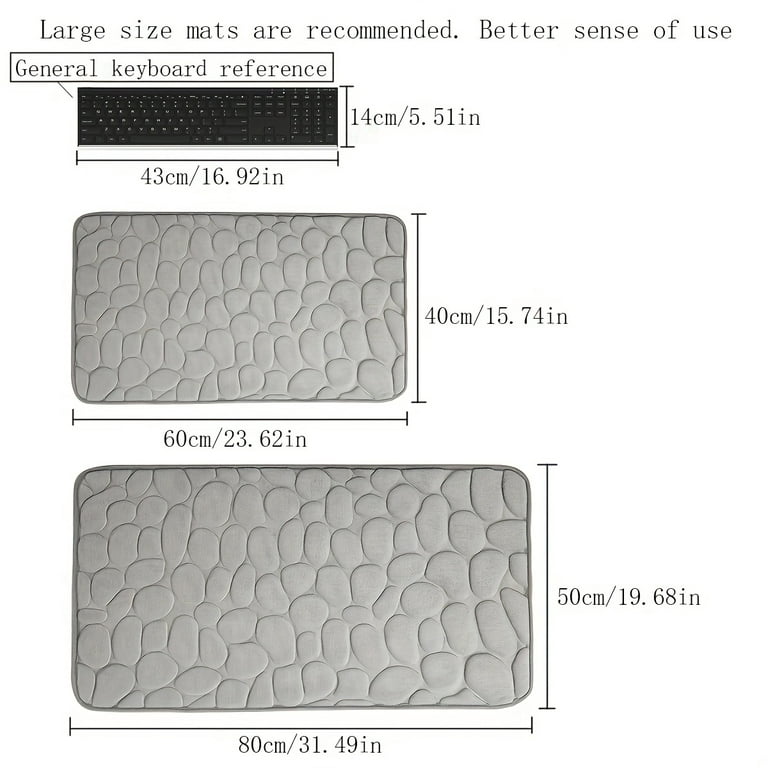 1pc Memory Foam Pebble Embossed Bath Mat, Quick-drying, Washable, Non-slip,  Thick, Soft Comfortable Shower Rug, Bathroom Accessory