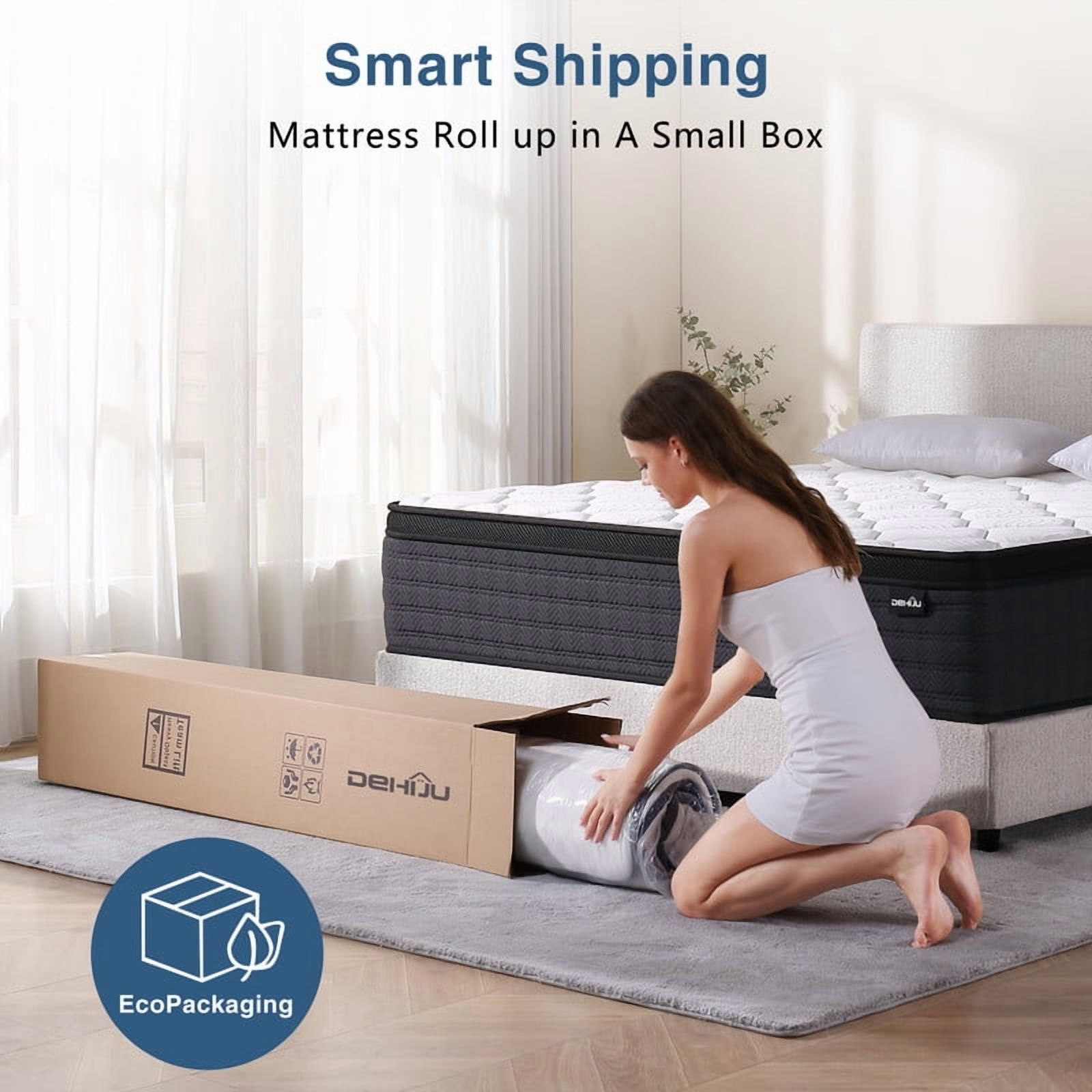 DEHIJU King Size Mattress, 12 Inch Hybrid Memory Foam King Mattress in a Box, Pressure Relief, Medium Firm, CertiPUR-US