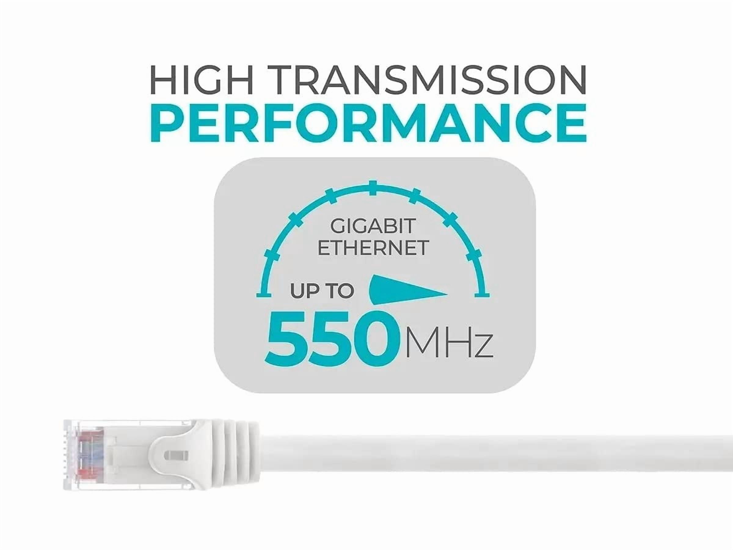 QIANJIA 10FT Cat6 UTP Ethernet Patch Cable White, 24AWG 550MHz Pure Bare Copper, Snagless RJ45 Gold-Plated Flexboot LAN Cable for PC/Modem/Router