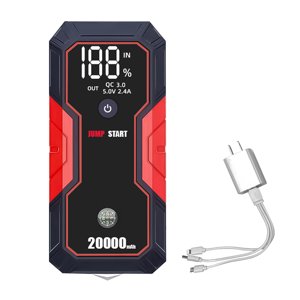 Riwcyla Portable Car Jump Starter 20000mAh 12V Car Battery Starter(up to 5.0L Gas, 3.5L Diesel Engines),USB Quick Charge, Fast Wireless and Flashlight