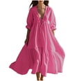 thumbnail image 3 of Sentmoon Robes en Lin pour Femmes 2026 Douces et Confortables à Col en V Longues Robes pour Femmes Décontractées Coupe Régulière pour Affaires et Décontracté m, 3 of 7