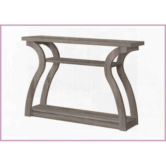 Space-Saving Modern Wood-Look Narrow Coffee Table, Curved Design for Sofa Side, Brown Laminate