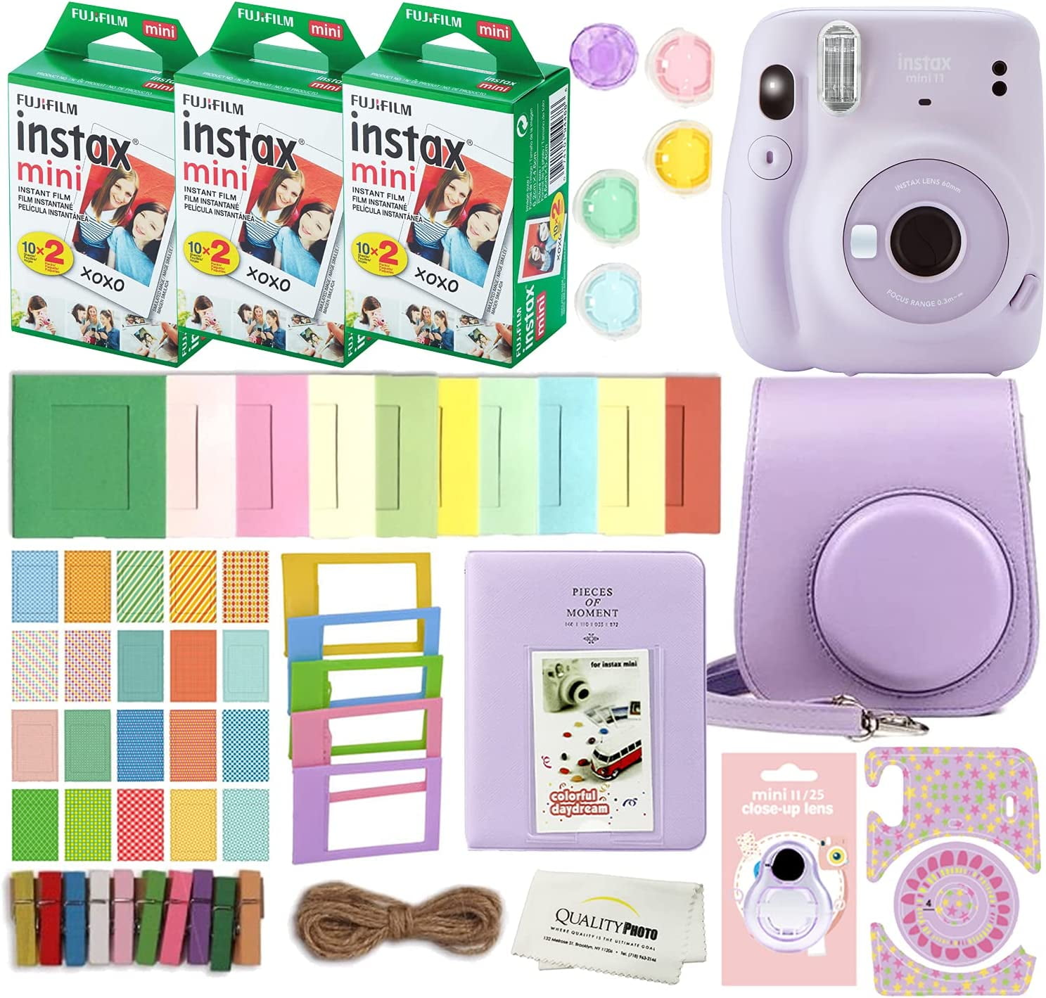 lichten proza Afkeer Fujifilm Instax Mini 11 Instant Camera with Case, 60 Fuji Films, Decoration  Stickers, Frames, Photo Album and More Accessory kit (Blush Pink) -  Walmart.com