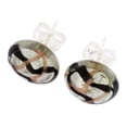 thumbnail image 2 of GlassOfVenice Murano Glass Button Stud Earrings - Black Waves Silver, 2 of 4