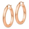 thumbnail image 2 of Auriga 14k Rose Gold 4mm Tube Hoop Earrings for Women(L- 30mm, W- 4mm), 2 of 5