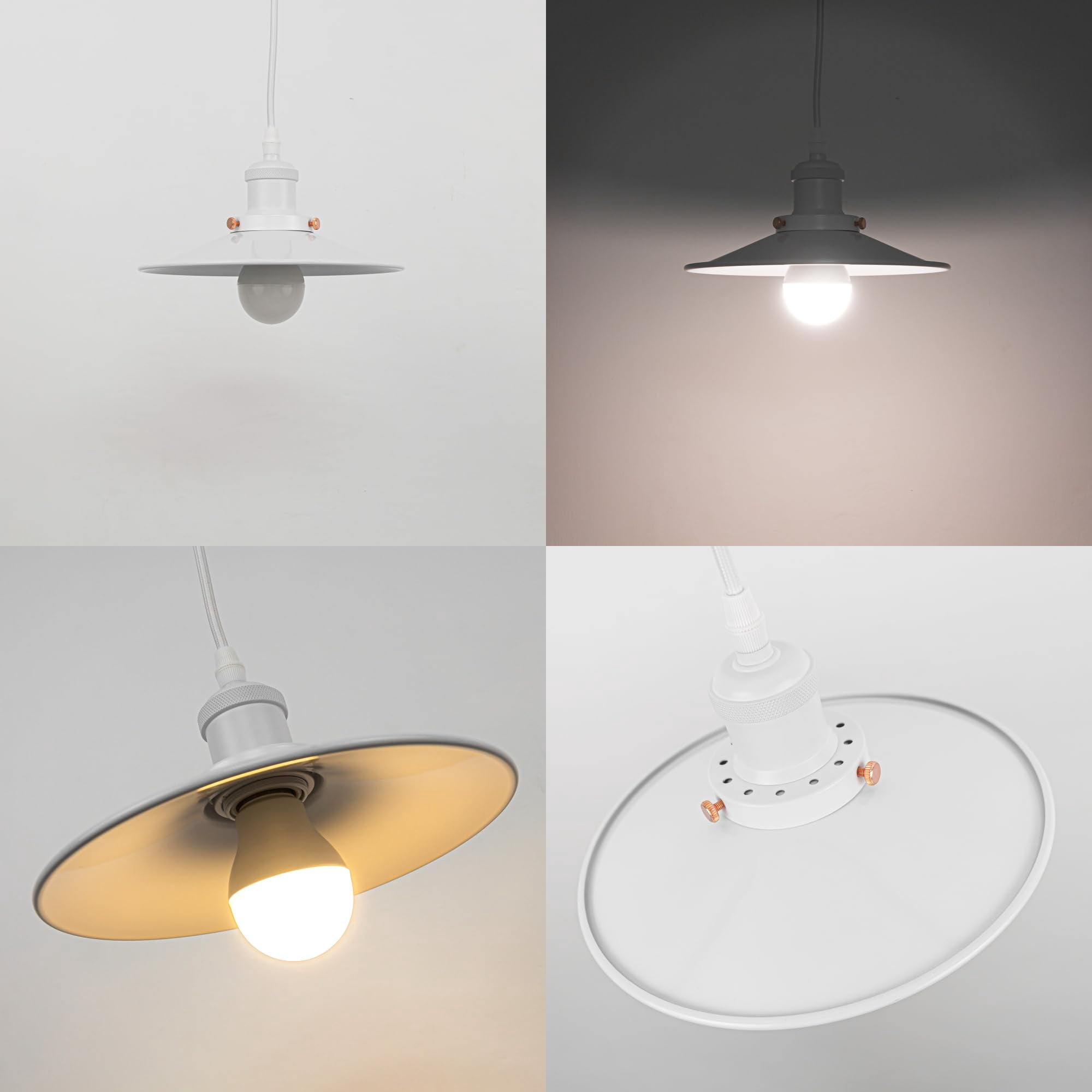 Kiven Plug in Pendant Light, Dimmable Hanging Light with Remote Control, Modern Hanging Light Fixture with 15FT Cord Adjustable Height for Bedroom Foyer Hallway Kitchen Island, White Finish