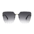 thumbnail image 2 of Only Moment Womens Sunglasses Polyester Trendy Classic Square 70S 80S 90S Vintage Shades Double Bridge Aviators Grey One Size, 2 of 5