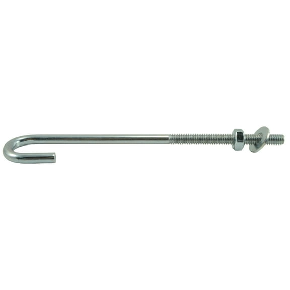 1/4"-20 x 6" Zinc Plated Steel Coarse Thread J Bolts (4 pcs.)