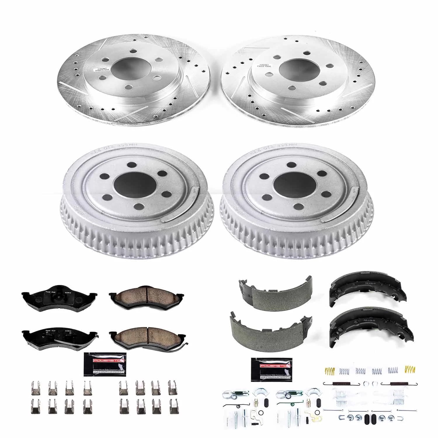 PowerStop Front and Rear Z23 Evolution Sport Brake Pad Rotor Drum and Shoe Kit Fits: DODGE Select Models K15071DK
