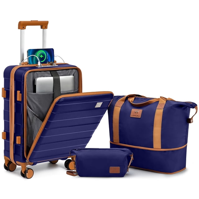 Equipaje de mano aprobado por Imiomo Airline con candado TSA de 20 pulgadas, azul marino