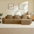 thumbnail image 3 of Newest Streamline Velvet Modular Sofa with French Piping & No Assembly for Living Room & Studio,Brown, 3 of 26