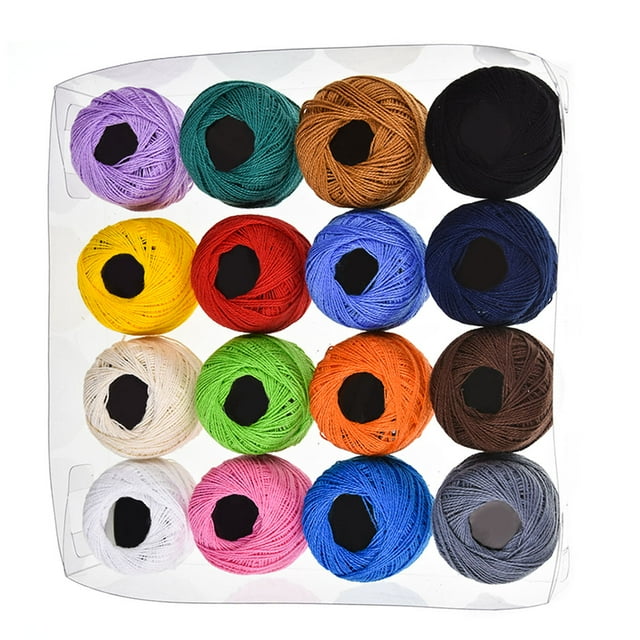 16 Colors Crochet Cotton Yarn Balls Cross Stitch Knitting Threads; Needlepoint Stitch Needlepoint Hand Embroidery Knitting Threads