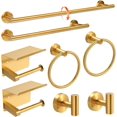 thumbnail image 1 of Gold Bathroom Towel Bar Holder Sets Premium Stainless Steel 8-Piece Bathroom Hardware Set Wall Mounted Bathroom Toilet Paper Holder with Shelf Set., 1 of 7