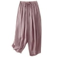 thumbnail image 3 of THDHVS Women's Pants,Pants for Women,Flowy Drawstring Relaxed Fits Wide Leg Pant Loose Pleated Beach Pants Pink 2XL, 3 of 6