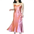 thumbnail image 1 of Robe Sans Manches en Satin pour Femmes Robe Longue Robe de Couleur Unie, 1 of 6