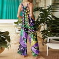 thumbnail image 4 of Womens Jumpsuits Ribbed Fashion Print Loose Straight Leg Sleeveless Overall Square Neck Wide Leg with Pockets Rompers One Piece Outfits, 4 of 6