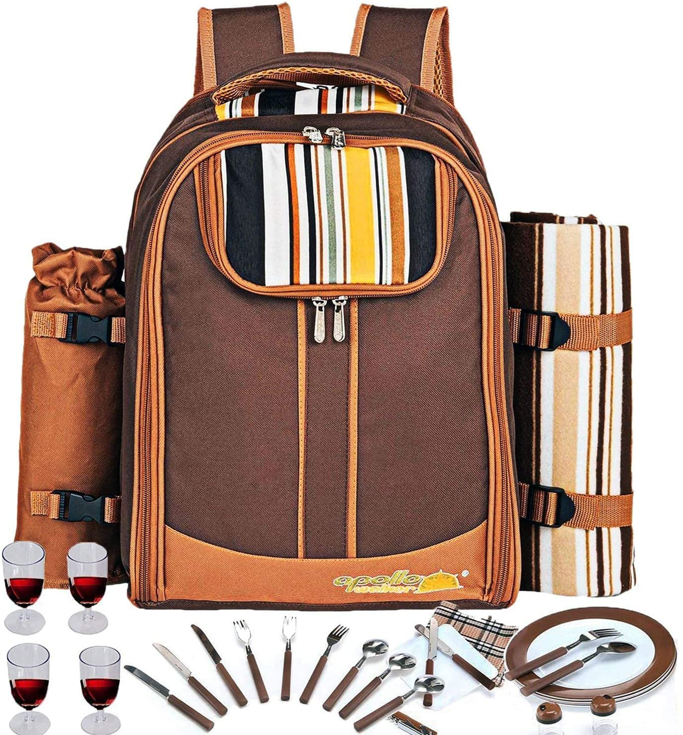 apollo walker 4 Person Picknick Rucksack Hamper Kühltasche mit Geschirr Set & Decke 