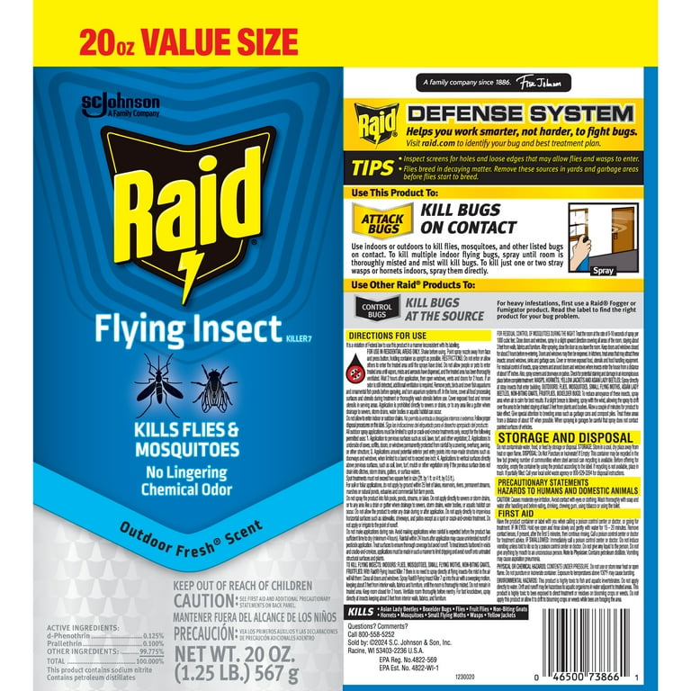Raid Flying Insect Killer 7, Indoor and Outdoor Bug Spray