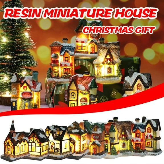 LEFTHIGH Home Resin Miniature House Furniture LED House Decorate Christmas Gifts Christmas Decorations for Home