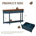 thumbnail image 3 of 52" Retro Half Moon Console Table - Curved Wood Sofa Table with 2 Drawers & Open Shelf for Entryway, Living Room & Hallway in Navy Blue, 3 of 9