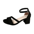 thumbnail image 2 of IEMIEMIEM Women's Sandals Low Chunky Block Heels 2026 Dressy Arch Support Open Toe Ankle Strap Summer Casual Wide Width Comfot Sandals Non Slip Walking Pump Shoes Black 9 Wide, 2 of 9