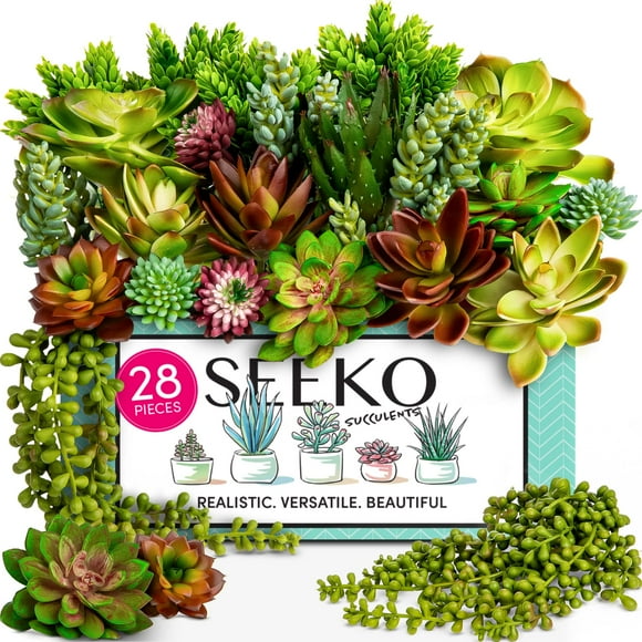 Suculentas artificiales SEEKO, 28 piezas, decoración de imitación realista