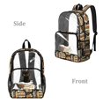 thumbnail image 2 of ZIATUBLES Clear Backpack 17 Inch, Heavy Duty Fabric & PVC Transparent Bookbag for Boys Girls, Cat Book Floral Print See Through Backpack for School and Security, 2 of 7