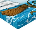 thumbnail image 2 of Ambesonne Ocean Fitted Sheet, Ship in Waves and Kraken, Twin Size, Blue Brown, 2 of 3