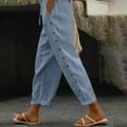 thumbnail image 2 of Casual Pants For Women Dressy 2024 Solid Color Elastic Waist Loose Side Button Decoration Versatile Nine Point Trousers, 2 of 8