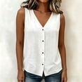 thumbnail image 5 of Noric Women's Sleeveless Button Up Tank Tops Summer V Neck Casual Solid Color Loose Fit Blouse, 5 of 6