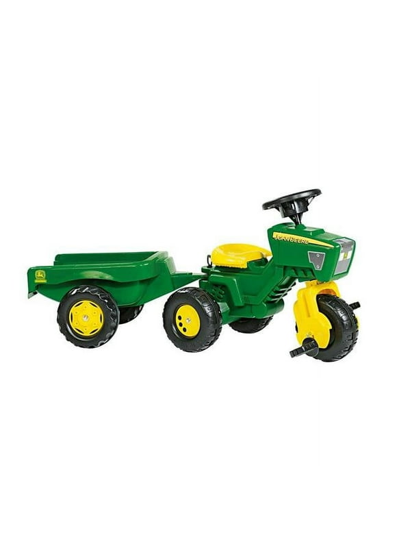 John Deere 3 Wheel Tractor with Trailer Pedal Riding Toy