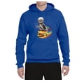 thumbnail image 2 of Funny Graphic Astronaut Cat in Space on Cheeseburger | Mens Cat Lover Hooded Sweatshirt Graphic Hoodie, Royal, X-Large, 2 of 3