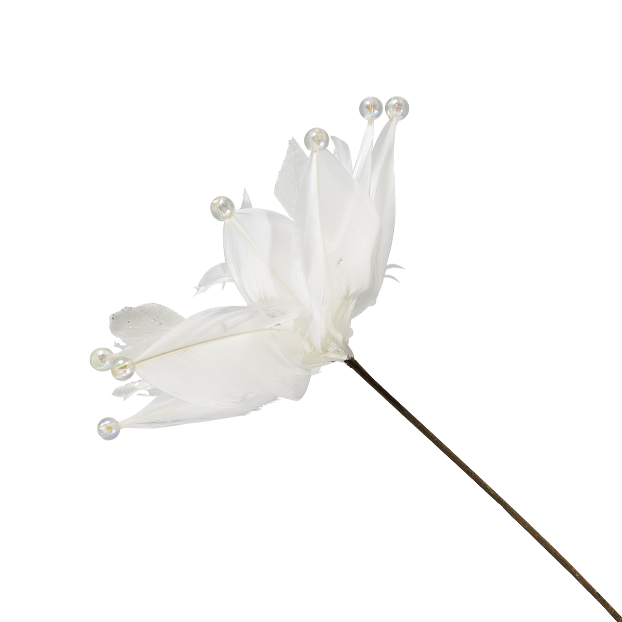Northlight Beaded Feather Poinsettia Artificial Christmas Pick - 13.75" - White