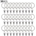 thumbnail image 1 of 30 PCS Curtain Rings with Clips, Strong Drapery Clips Hooks on Tension Rod Bracket, Interior Diameter Metal Eyelets Decorative Drapes Window Hangers, 1 of 8