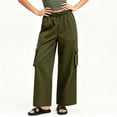 thumbnail image 5 of LVHAOGJOB Cargo Pants for Women Wide Leg Straight Leg Pants Athletic Elastic Waist Hiking with Pockets Ladies Trousers, 5 of 9