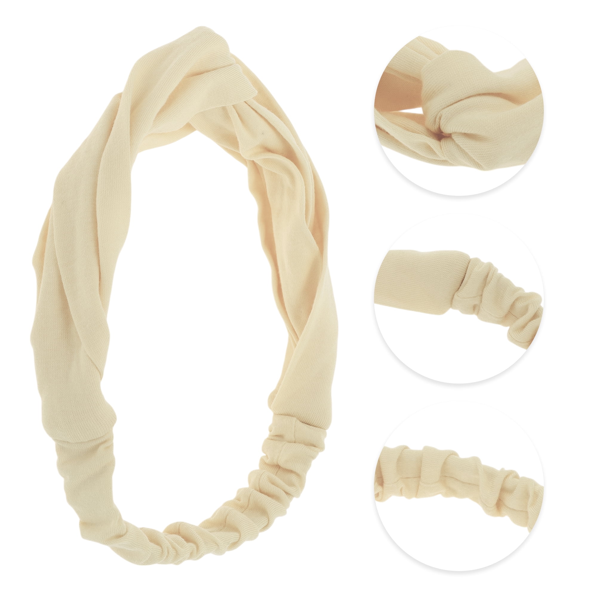 Unique Bargains Stylish Simple Solid Elastic Cross Headwrap Apricot